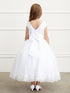 Tip Top Kids Big Girls White Illusion Neck Lace Hem Communion Dress 7-18 - SophiasStyle.com